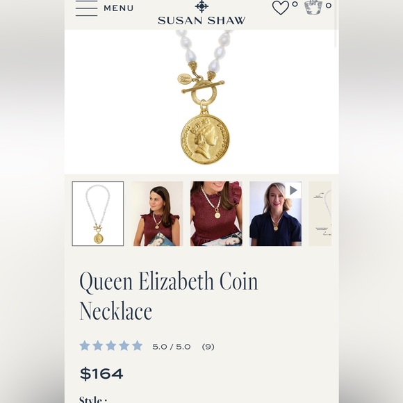 Susan Shaw Queen Elizabeth Coin Pearl Necklace Never Worn MSRP $164 - Picture 7 of 7